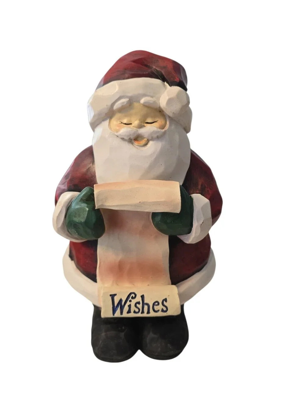 Vintage 2006 Target Santa Claus Reading Wishes 12” Tall Plastic Wood Look